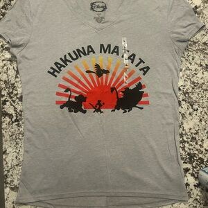 NWT Disney Hakuna Matata Heather Gray V-Neck T-Shirt